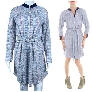 Ace & Jig Smith Dress Size Small Dutch Blue Long Sleeve Geometric Lagenlook Boho